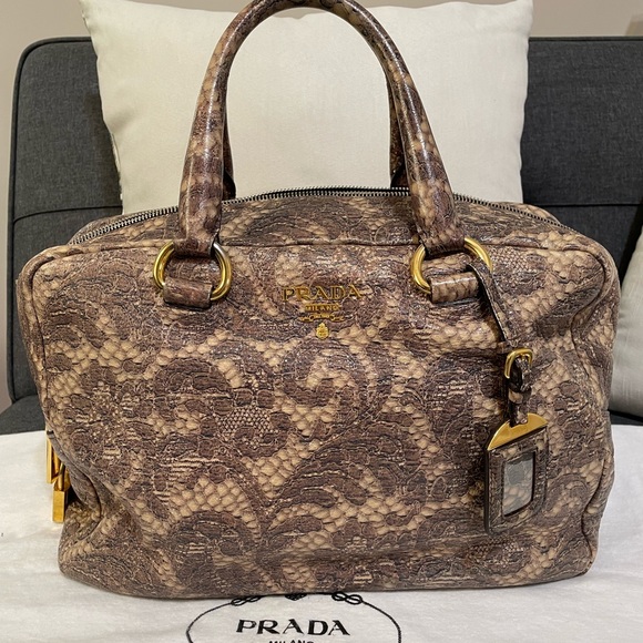 Prada Handbags - PRADA ❤️🌟 TALCO LACE PRINT LEATHER BAULETTO BAG ⭐️